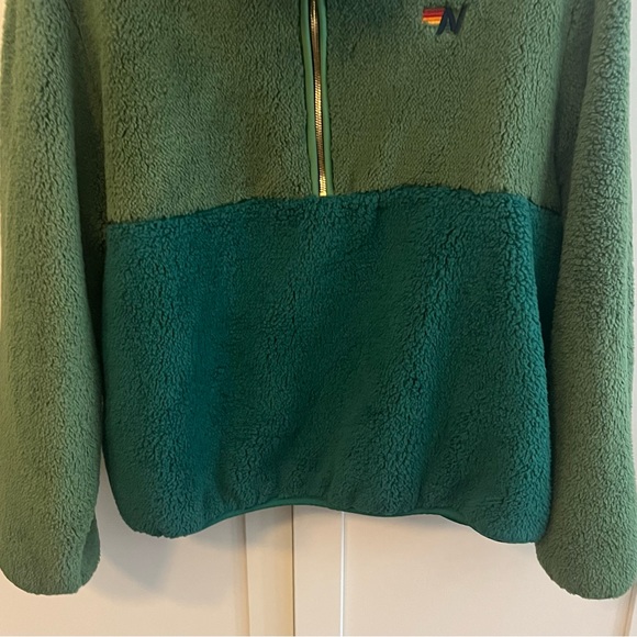 TEDDY APRES HALF ZIP COLOR BLOCK JACKET - GARDEN GREEN - Picture 13 of 15